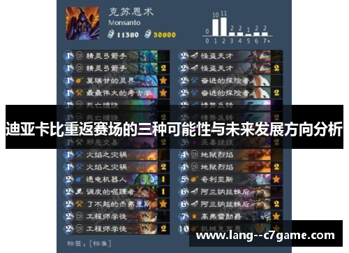 迪亚卡比重返赛场的三种可能性与未来发展方向分析 迪亚卡比重返赛场的三种可能性与未来发展方向分析